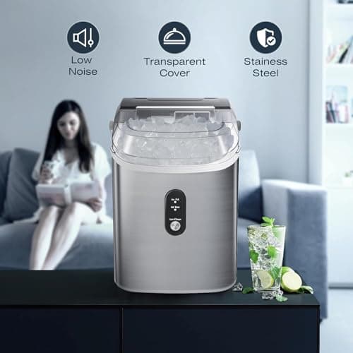 Xbeauty Nugget Ice Maker-Nugget Ice Maker Countertop Up to 35lbs of Ice a Day with Self-Cleaning,Removable Ice Basket&Scoop for Home/Kitchen/Office/Party 5