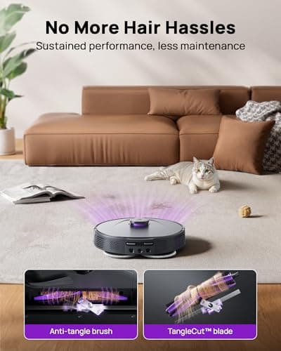 3i P10 Ultra Robot Vacuum and Mop Combo, 18,000 Pa Suction, Self-Emptying, Auto-Extending Edge Mopping, 140℉ Hot-Water Self-Cleaning, LiDAR Navigation, Automatic TangleCut for Pet Hair 5
