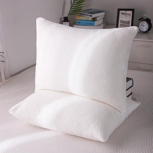 oaskys Standard Size Memory Foam Pillows 2 Pack for Side Back Stomach Sleepers Cooling Home & Hotel Collection with Removable Zipper Case 7