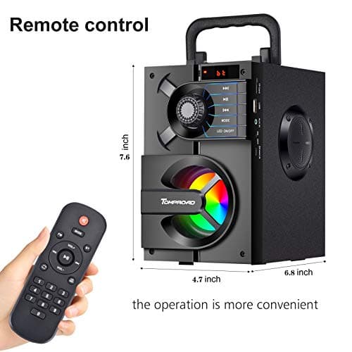 Bluetooth Speaker, Portable Bluetooth Speakers with Subwoofer Wireless Stereo Sound Rich Bass Outdoor Party Speakers Support Remote Control FM Radio LED Lights 5