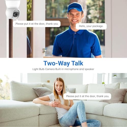 Light Bulb Security Camera,2.4G/5GHz WiFi 2K Security Cameras Wireless Outdoor,Bulb Cameras for Home Security,AI Human Detection and Alarm,2 Way Talk,Color Night Vision,Compatible with Alexa 2PCS 8