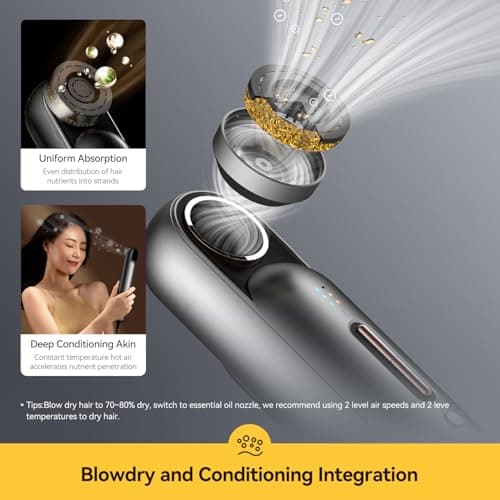 Hair Dryer, Travel Hair Dryer Professional 110K RPM Portable Blow Dryers for Women High-Speed Ionic Diffuser Compact Hairdryer with Nozzle Fast Drying Thermo-Control Blowdryer Home Hotel Business Trip 9
