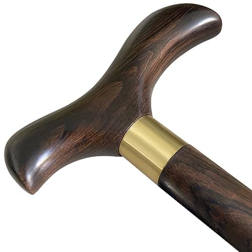 Classic Wooden Walking Cane Ergonomic Solid Wood Quality Cane for Seniors with Rubber Tip Single Point Cane Sturdy Lightweight Traditional Style Walking Stick Gift for Men and Women (36Inch (Walnut))