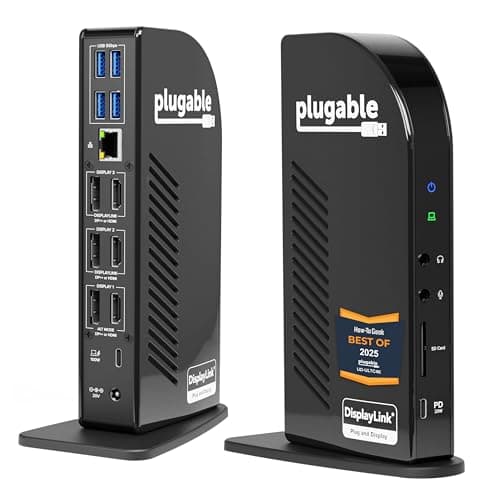 Plugable 13-in-1 USB C Docking Station 4K Triple Monitor with 100W Power Delivery | USB C Dock for Windows, Mac, ChromeOS, Thunderbolt | Driver Required | 3X HDMI and 3X DisplayPort (UD-ULTC4K)