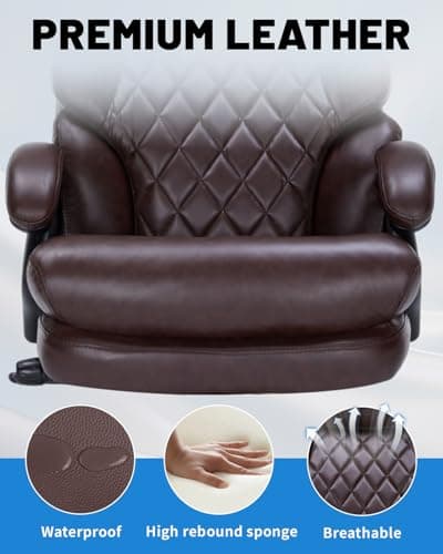 Qusaphy 800lbs Big and Tall Office Chair for Heavy People Executive Office Chair 360 Swivel Computer Desk Chair with Heavy Duty Casters Large Size Home Office Chairs (Brown) 6