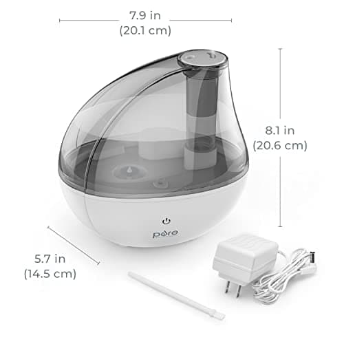 Pure Enrichment MistAire Silver Ultrasonic Cool Mist Humidifier for Bedroom, Office, Nursery & Indoor Plants - Lasts Up to 25 Hours, Whisper-Quiet Operation, Optional Night Light, & Auto Shut-Off 8