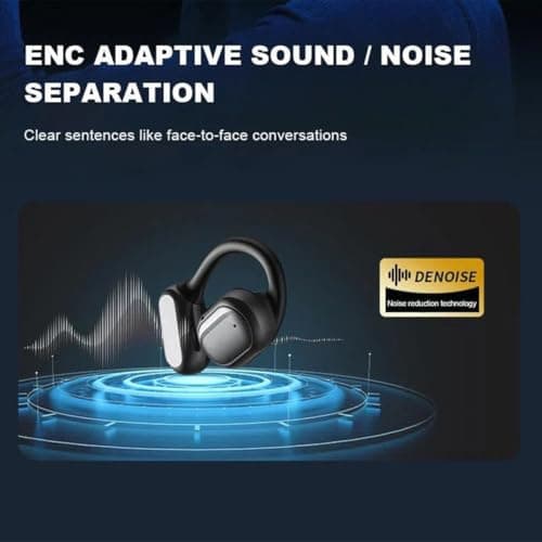 Intelligent Touch Screen Open Bluetooth Earphones, Erazers True Wireless Open Ear Earbuds Bluetooth 5.4, IPX5 Waterproof, with LED Display, Wireless Open Ear Bluetooth Earbuds (Black) 8