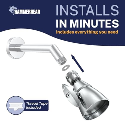 HammerHead Showers® Solid Metal 2 Inch High Pressure Shower Heads - CHROME – 2.5 GPM Shower Heads High Pressure - High Flow Shower Head with ADJUSTABLE SPRAY PATTERN - Fixed Shower Head 7