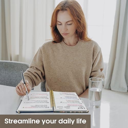 2025 Planner, Weekly and Monthly Planner, 12 Month (Jan 2025 - Dec 2025), Hardcover 2025 Calendar Planner Book with Monthly Tabs, Inner Pocket, Spiral Bound, Perfect for Office Home School Supplies - A5 (6.3" x 8.5"), Petals 6