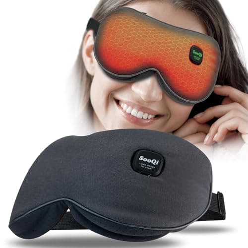 SooQi Rechargeable Cordless Heated Eye Mask - Weighted Compress with Graphene Heating for Dry Eyes, Fatigue, Sleep, and Travel