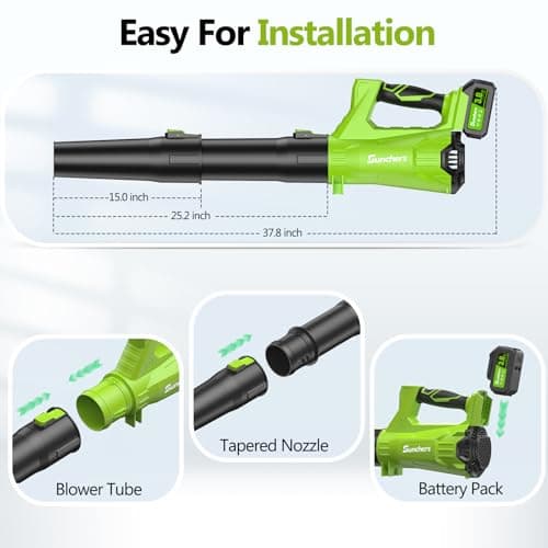 Electric Leaf Blower Cordless with 2 3.0Ah Battery and Charger, 2 Speed Mode 650CFM 280MPH Patio Tools with 2 Tubes, 20V Battery Powered Leaf Cleaner Handheld Blowers for Lawn Care, Dust, Leaves, Yard 7