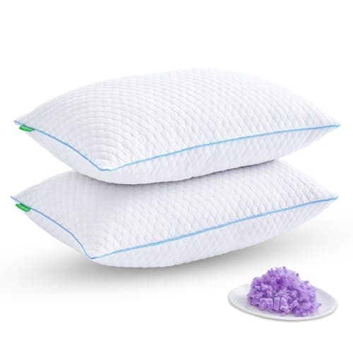 Friendriver Shredded Memory Foam Pillows for Sleeping 2 Pack - Cooling Bed Pillows Standard Size Set of 2 - Firm Pillow for Side and Back Sleepers Adjustable Gel Pillow with Removable Cover