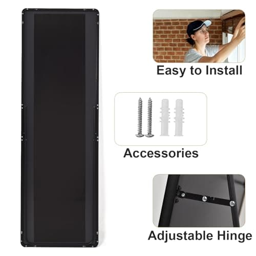 HARRITPURE 21" x64“ Rounded Full Length Mirror Aluminum Frame Black Mirror Full Length Floor Mirror with Stand for Living Room Bedroom Cloakroom 6