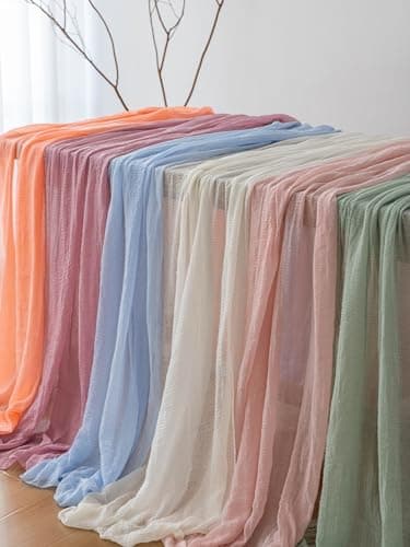 Keketoarrange Sage Green Table Runner Easter Decor Cheesecloth 120 Inch 10 FT Rustic Boho Cheese Cloth Runner for Wedding Baby Shower Bridal Shower Sheer Gauze Centerpiece Spring Home Decorations 6