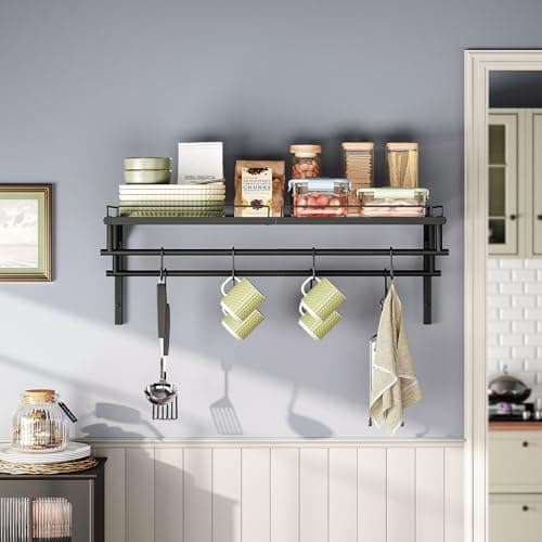 CHOEZON Hanging Pot Rack, Wall-Mounted Pot Rack, Kitchen Cookware Organizer, Metal Pot and pan Organizer Holder, for Cookware, Utensils Organization, Black TPR38BB 3