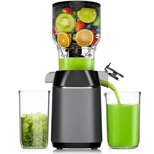 Cold Press Juicer Machines, EUHOMY 5.8" Wide Feed Chute, Slow Masticating Juicer for Whole Vegetables and Fruits, 99.6% High Juice Yield, Easy to clean, Juicer Machines with BPA Free