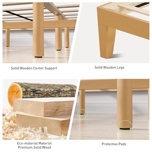 Queen Size Wood Platform Bed Frame-12 Inch Solid Wood Queen Bed Frame with Slat Support, No Box Spring Needed, Easy Assembly-Rustic Pine 5