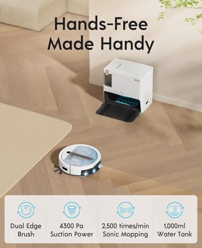 Yeedi Cube Robot Vacuum Cleaner, All-in-1 Vacuum and Mop (Auto Clean+Auto Empty), 5100Pa Suction Power with 180mins Runtime 8mm Mop Lifting, Compatible with Alexa 6