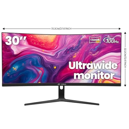 CRUA 30-inch 21:9 Ultrawide Curved Gaming Monitor, 100Hz WFHD 2560x1080 1500R VA Display, 120% sRGB, 3000:1 Contrast, FreeSync, HDMI/DP, Low Blue Light, Wall-Mounted/Tilt Adjustable 7