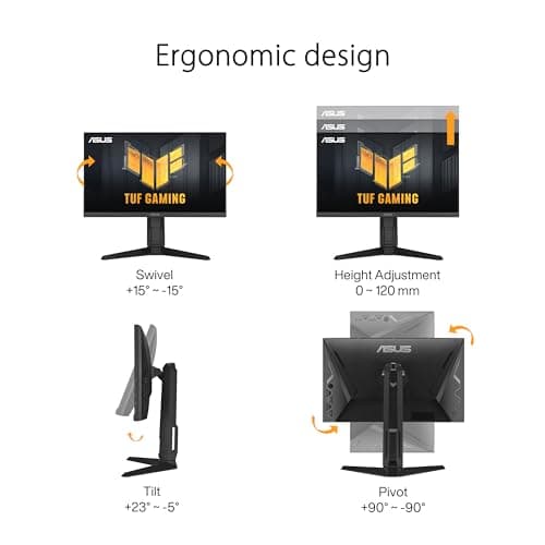 ASUS TUF Gaming 24” (23.8” viewable) 1080P Monitor (VG249QL3A) - Full HD, 180Hz, 1ms, Fast IPS, ELMB, FreeSync Premium, G-SYNC Compatible, Speakers, DisplayPort, Height Adjustable, 3 Year Warranty 8