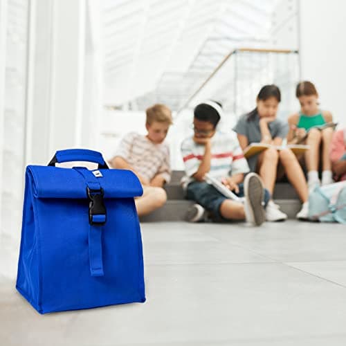 SUNNY BIRD Insulated Lunch Bag Rolltop Lunch Box Tote Lunchbox Bag for Women, Men, Adults and Kids (Blue) 7
