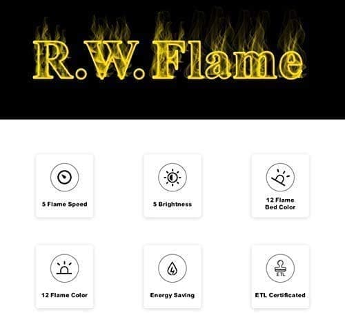 R.W.FLAME 42IN Recessed and Wall Mounted, The Thinnest Fireplace, Low Noise, Fit for 2 x 6 and 2 x 4 Stud, Remote Control with Timer, Touch Screen, Adjustable Flame Color and Speed 7