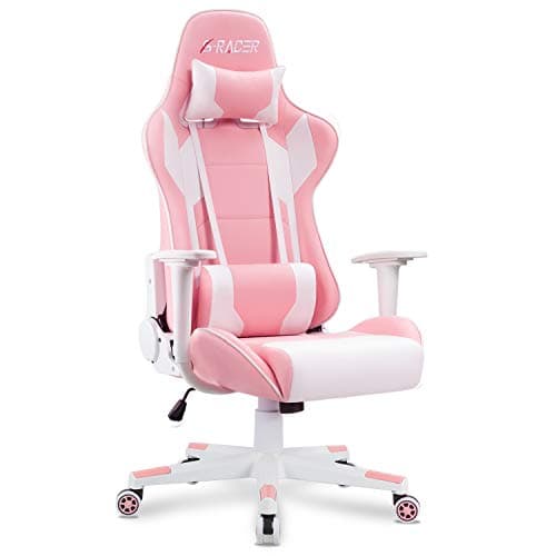 Homall Gaming Chair, Office Chair High Back Computer Chair Leather Desk Chair Racing Executive Ergonomic Adjustable Swivel Task Chair with Headrest and Lumbar Support(Pink)