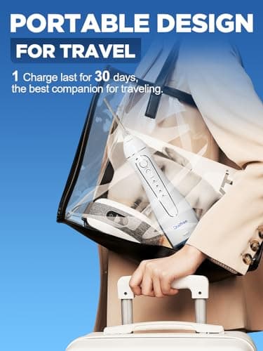 Oralfree Water Dental Flosser Cordless for Teeth Cleaning - 4 Modes Oral Irrigator 300ML Braces Flossers Cleaner, Rechargeable Portable IPX7 Waterproof Powerful Battery for Travel Home 5