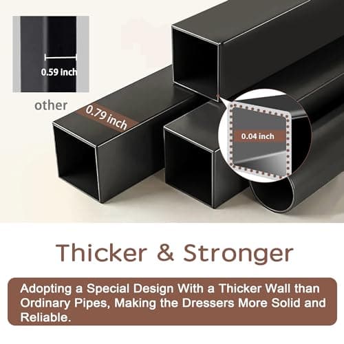 AZL1 Life Concept Extra Wide Dresser Storage Tower with Sturdy Steel Frame, 5 Drawers of Easy-Pull Fabric Bins, Organizer Unit for Bedroom, Hallway, Entryway, 11.4"D x 39.4"W x 21.6"H, Dark Grey 10