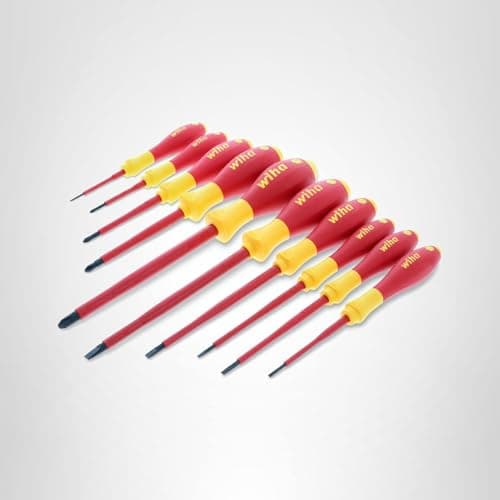Wiha 32093 Slotted and Phillips Insulated Screwdriver Set, 1000V, 10-Piece, Slotted 2.0–6.5mm, Phillips #0–#3 7