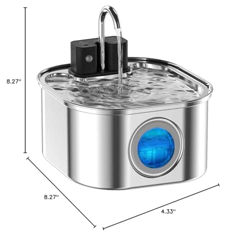 NautyPaws Cat Water Fountain Wireless，Stainless Steel-Rechargeable- Battery Operated Cat Water Fountain, 108oz/ 3.2l Automatic Cordless Pet Fountain ，Pet Fountain with 4200 Mah Battery 10