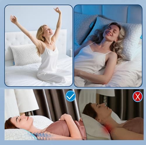 Cooling Pillow Queen Size Set of 2, Adjustable Bed Pillows for Sleeping, Luxury Shredded Memory Foam Pillows 2 Pack,Soft Yet Supportive Firm Pillow for Side,Back,Stomach Sleepers,Gifts for Hot Sleeper 8