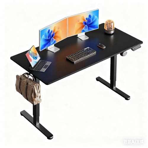 DEVAISE 55x28 Inch Whole Piece Standing Desk, Seamless Desktop Electric Standing Desk, Office Computer Desk with Adjustable Height, 3-Preset Memory Sit Stand up Desk for Home, Office (Black)