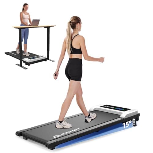 AIRHOT 15 Incline Walking Pad Treadmill With Remote Control & LED Display, 2.5HP Under Desk Quiet Portable Treadmill for Home Office Use, Compact Space
