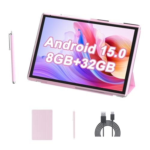 10 Inch Tablet With Case Stylus, Android 15 Tablets 8GB RAM 32GB ROM Support下1024GB Expand, Tableta 2MP+ 8MP Camera WiFi-6 10.1 IN Tablet, IPS 10" HD Display 6000mAh Long Battery Life Tabletas.