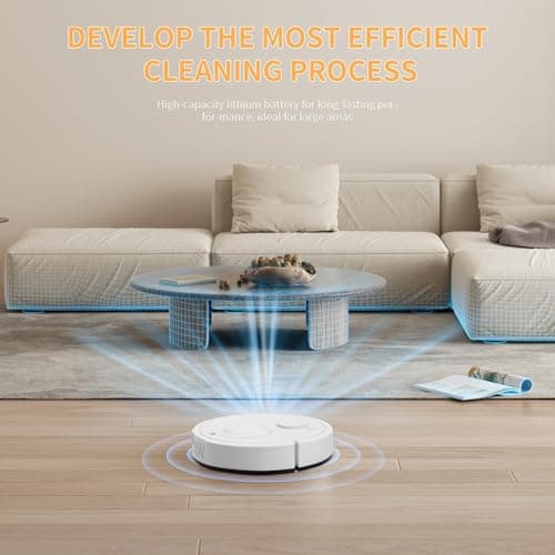 Mini Robot Vacuum Cleaner for Pet Hair, 1200Pa Suction with Dual Side Brushes, 6cm Ultra-Thin ≤55dB Quiet, Fits Hardwood/Low-Pile Carpets，Powerful Suction Robot Vacuum for Small Homes 7