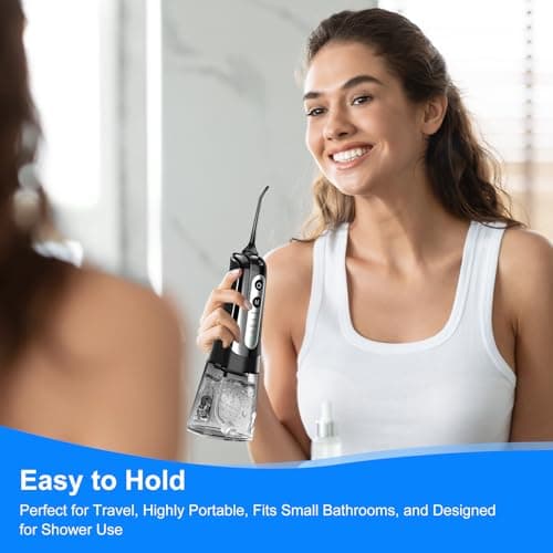Water Dental Flosser Pick for Teeth: 4 Modes Cordless Portable Water Flossers Teeth Cleaner Rechargeable 300ML IPX7 Waterproof Oral Irrigator Flossing Cleaning Picks for Home Travel 6