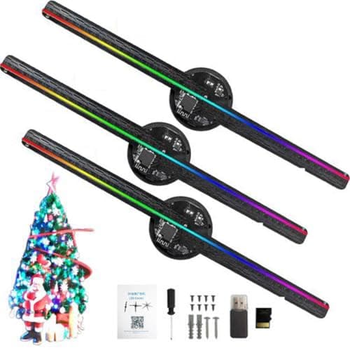 3set Hologram LED Fan Projector, Hologram Christmas Tree, Fantasy Holograms For Shop, Bar, Christmas Halloween Advertising Display Events