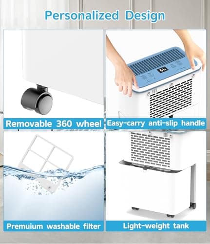 FRESHDEW Dehumidifier, 30 Pints Dehumidifiers for Home, 1500 Sq. Ft Dehumidifiers with Drain Hose, 0.52 Gallon Water Tank for Basement Bathroom Bedroom, Overflow Protection, 24H Timer (1500 Sq.ft) 5