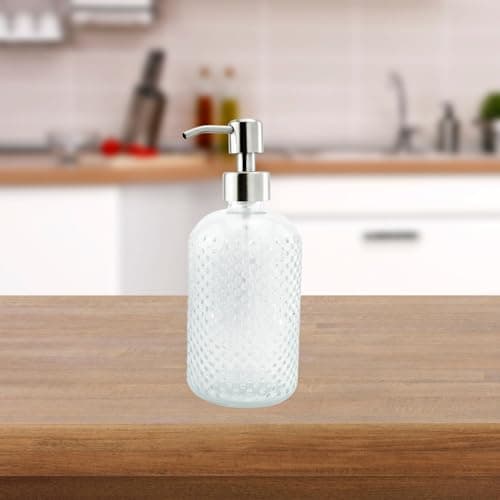 AuldHome Design Hobnail Glass Soap Dispenser (Clear, 3-Pack); Decorative Pump Bottles 3