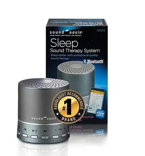 Sound Oasis Bluetooth White Noise Machine – Portable Sound Machine with 20 Non-Looping Nature, Pink & Brown Noise Sounds, Tinnitus Masker for Sleep, Baby, Office & Travel, Rechargeable