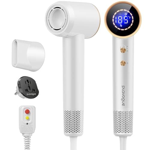 Dual Voltage Travel Hair Dryer with Diffuser, High-Speed Ionic Blow Dryer for Women, Fast Drying, Low Noise, Lightweight, No Heat Damage, European Travel 110V-120V/220V-240V