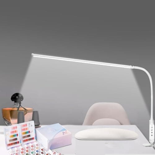 CGBE Nail Light for Desk: 360° Adjustable Nail Lamp for Desk with 3 Color Modes 5 Brightness, 23.6-Inch Led Desk Lamp for Salon Manicurist Tattoo Crafts Sewing Work Reading Game