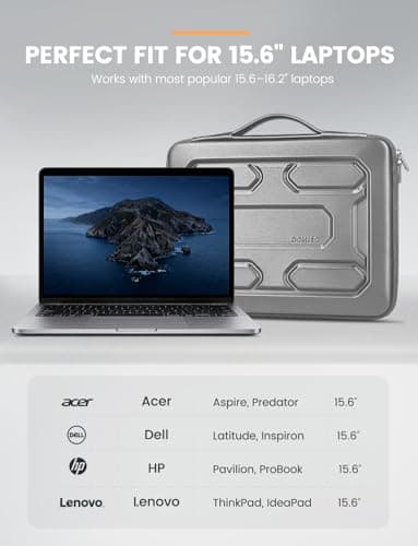DOMISO 15.6 inch Laptop Sleeve with Handle Shockproof Waterproof EVA Protective Case for 15.6" Yoga 720 IdeaPad 310 320 ThinkPad T570/Legion 5 Gen 6/HP Envy 15/15.6" Notebooks, Silver 8