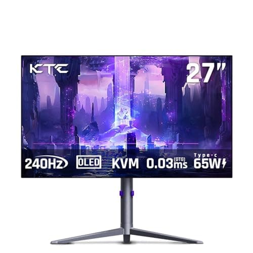 KTC 27 OLED Monitor - 1440p 240hz Monitor 0.03ms GTG, Type-C 65W, Built-in Speakers, 1.5M:1 Contrast Ratio, 136% sRGB, DisplayPort1.4, HDMI2.0,USB-C 3.0, Vesa, PC Moniter for Gaming Movie Office