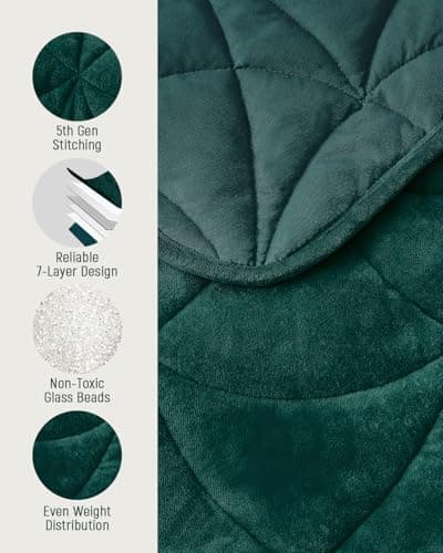 Weighted Lap Blanket 5 lbs for Adults, Luxury Soft Small Weighted Blanket, Compact Portable Weighted Lap Pad for Relaxation, Sleeping, Travel, All-Season Use, Forest Green, 30" x 40" 5