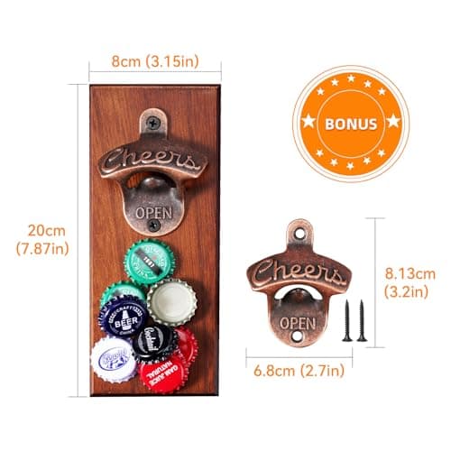 Gifts for Men Dad, Magnetic Beer Bottle Opener Wall Mounted with Auto Catch, Unique Beer Gifts for Men Him Boyfriend Grandpa Husband Uncle, Cool Gadgets for Birthday Housewarming Presents 7