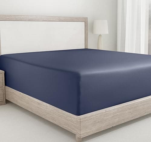 California Design Den Twin Deep Pocket Fitted Sheet, Soft 400 Thread Count, 100% Cotton Sateen, No Pop-Off Elastic, Deep Pocket, Durable Twin Fitted Sheet (Indigo Dusty Blue)