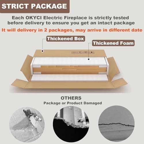 OKYCI Corner Electric Fireplace with Mantel, TV Stand with Storage & Bookshelves, Entertainment Center with Fireplace for Living Room, Modern Wave Design, White 9