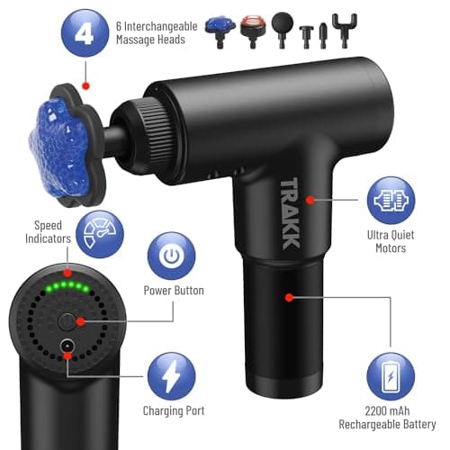 TRAKK Beast Cordless Hot and Cold Percussion Massager, 6 Intensity Levels, Deep Tissue Massage Gun, Black 2